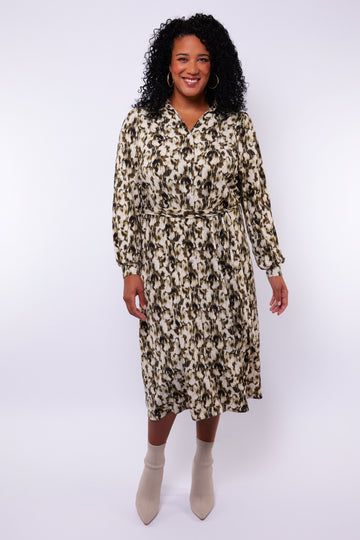 Claire dress | Sand/Olive Green