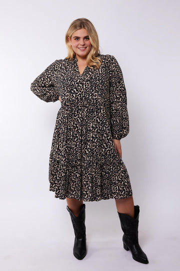 Genova jurk | Sand/Black