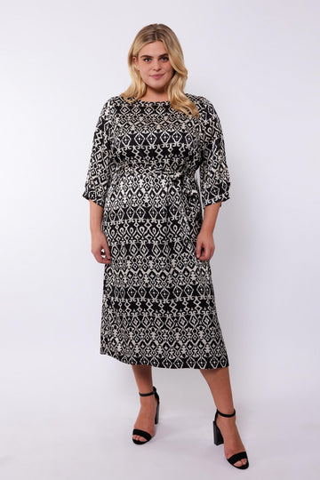 Grace jurk | Sand/Black