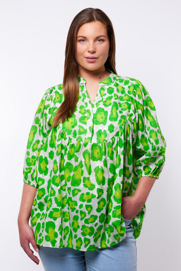 Jente blouse | Sand/Apple Green