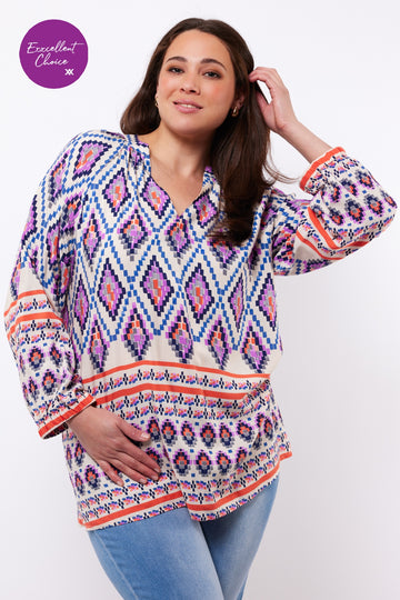 Lailani top | Sand/Light Indigo