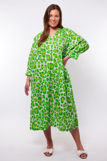 Jaylin jurk | Sand/Apple Green