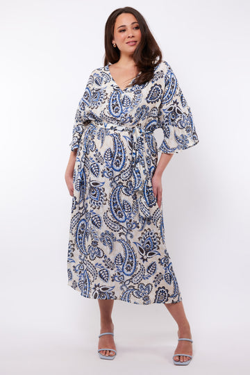 Seren jurk | Sand/Light Indigo