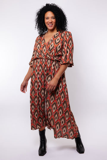 Alana jurk | Walnut/Flame