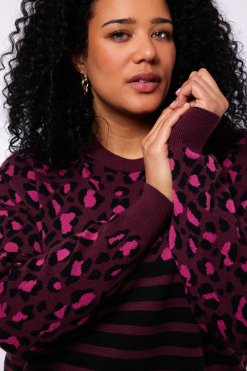 Luisa trui | Mauve Wine/Black
