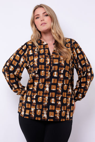 Camila top | Black/Cognac