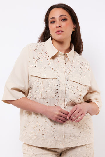 Coralie blouse | Sand/Offwhite
