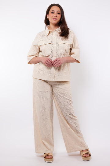 Mariel broek | Sand/Offwhite