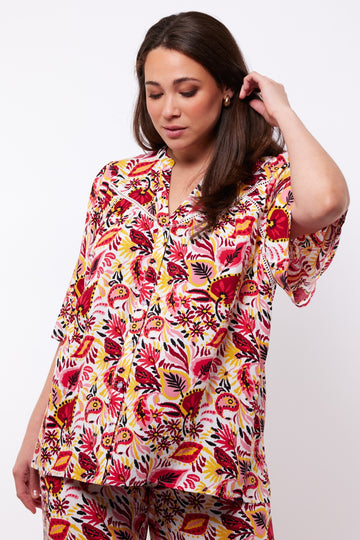 Odette tuniek | Offwhite/Sweet Red