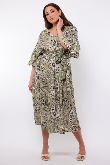 Seren jurk | Mystic Green/Offwhite