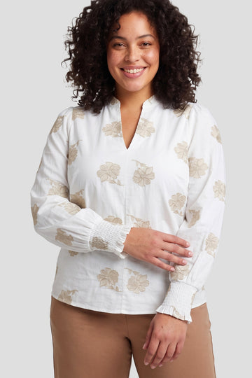 Mabel top | Offwhite/Light Camel