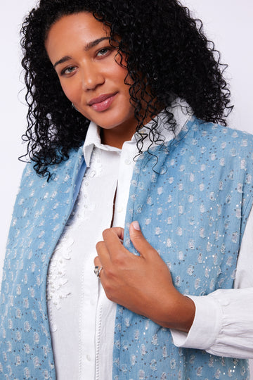 Isa gilet | Denim Light Blue