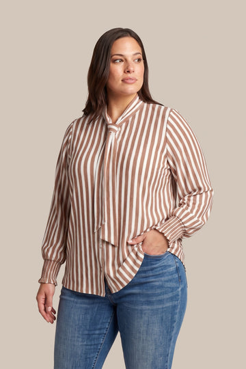 Esraa blouse | Offwhite/Brown Sugar