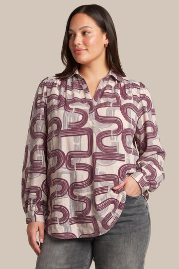 Perline top | Offwhite/Warm Aubergine
