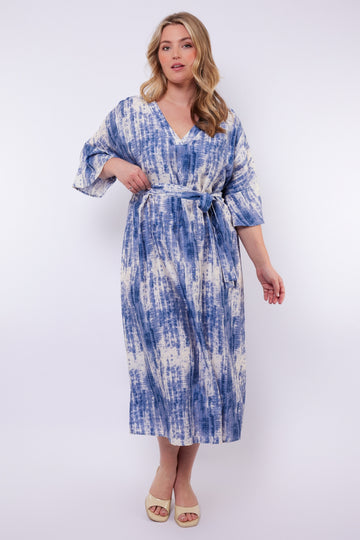 Seren jurk | Offwhite/Dusty Blue