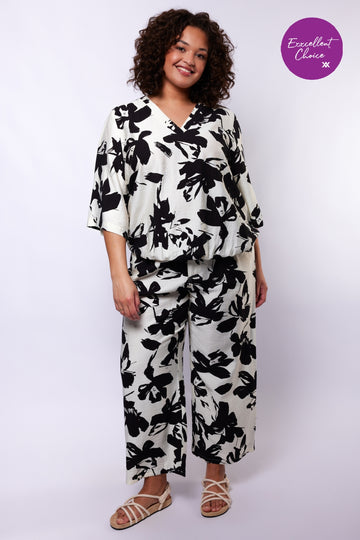 Pepa broek | Offwhite/Black