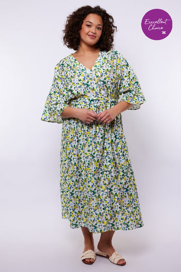 Seren jurk | Cyber Lime/Vintage Green