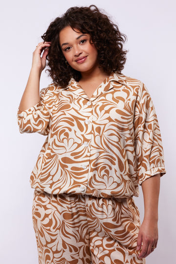 Damica blouse | Sand/Walnut