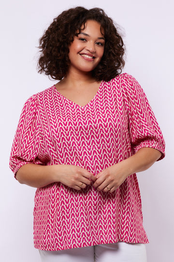 Haisley top | Sand/Berry Fuchsia