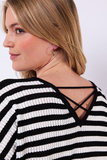 Leighton gebreide top | Black/Offwhite