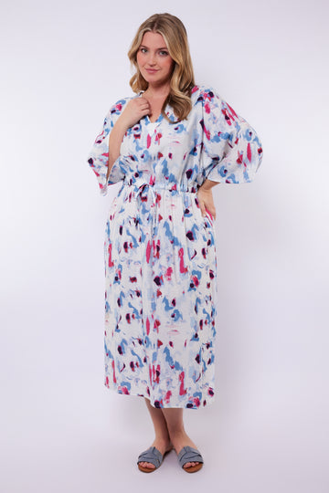 Soraya jurk | Offwhite/Dusty Blue