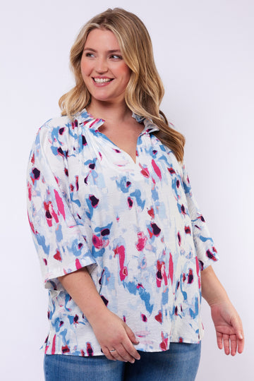 Berkley top | Offwhite/Dusty Blue