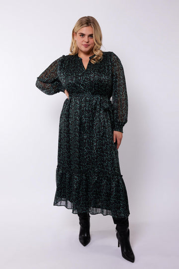 Vivian jurk | Black/Sage Green