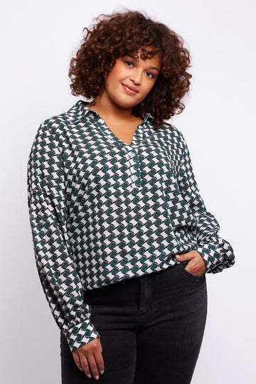 Tamara blouse | Sand/Emerald Green