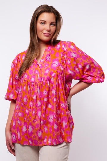 Jente blouse | Pumpkin/Hibiscus