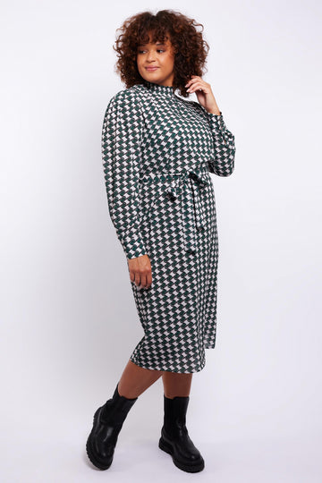 Bo jurk | Sand/Emerald Green