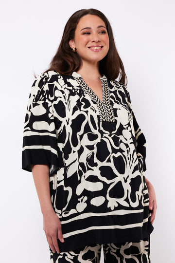 Faye top | Black/Ecru