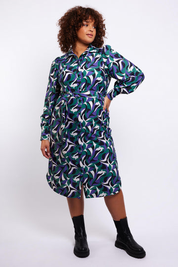 Tirza jurk | Emerald Green/Bright Purple