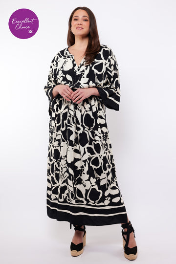 Soraya jurk | Black/Ecru