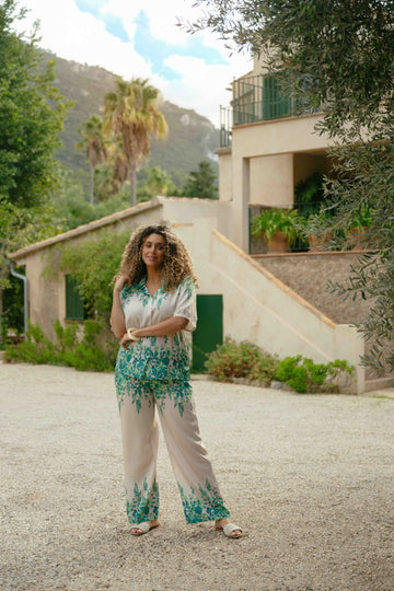 Ione broek | Sand/Vintage Green