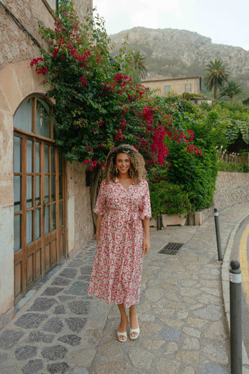 Seren jurk | Sunkissed Coral/Berry Fuchsia