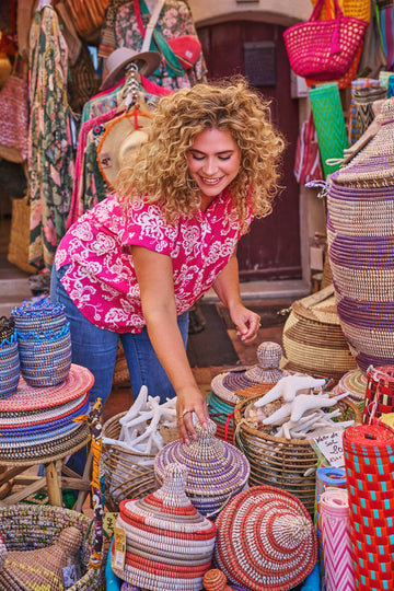 Ulani blouse | Super Pink/Offwhite