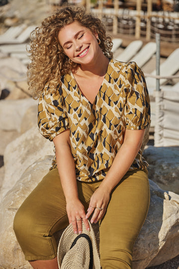 Estrella top | Mustard Olive/Wood Ash