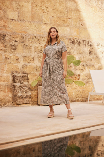 Kerstin jurk | Sand/Washed Green