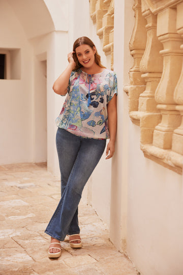 Kimberley top | Sand/Bermuda Blue