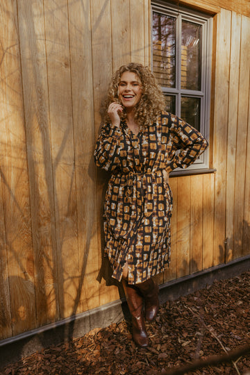 Brianna jurk | Black/Cognac