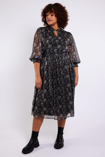 Ronja jurk | Black/Lime