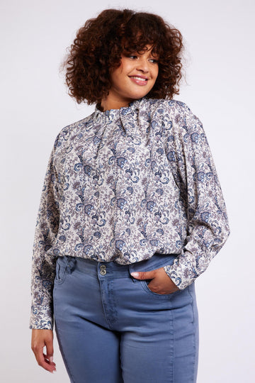 Bodil top | Sand/Light Jeans Blue