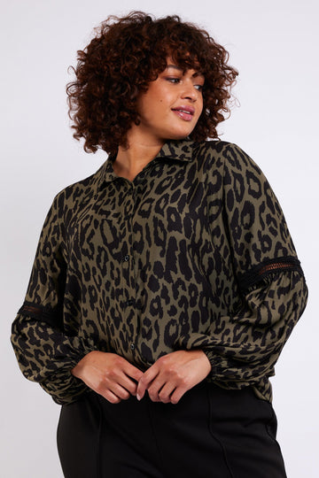 Ruth blouse | Washed Green/Black