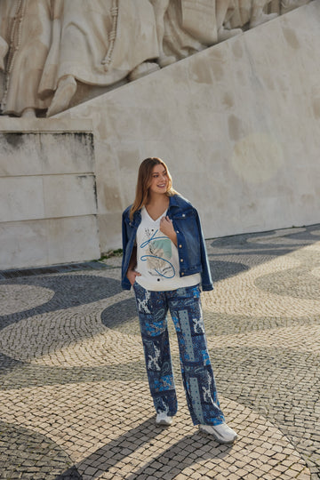 Terry broek | Dark Petrol/Light Ocean