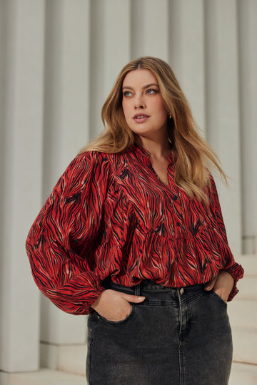 Angelle blouse | Flame/Black